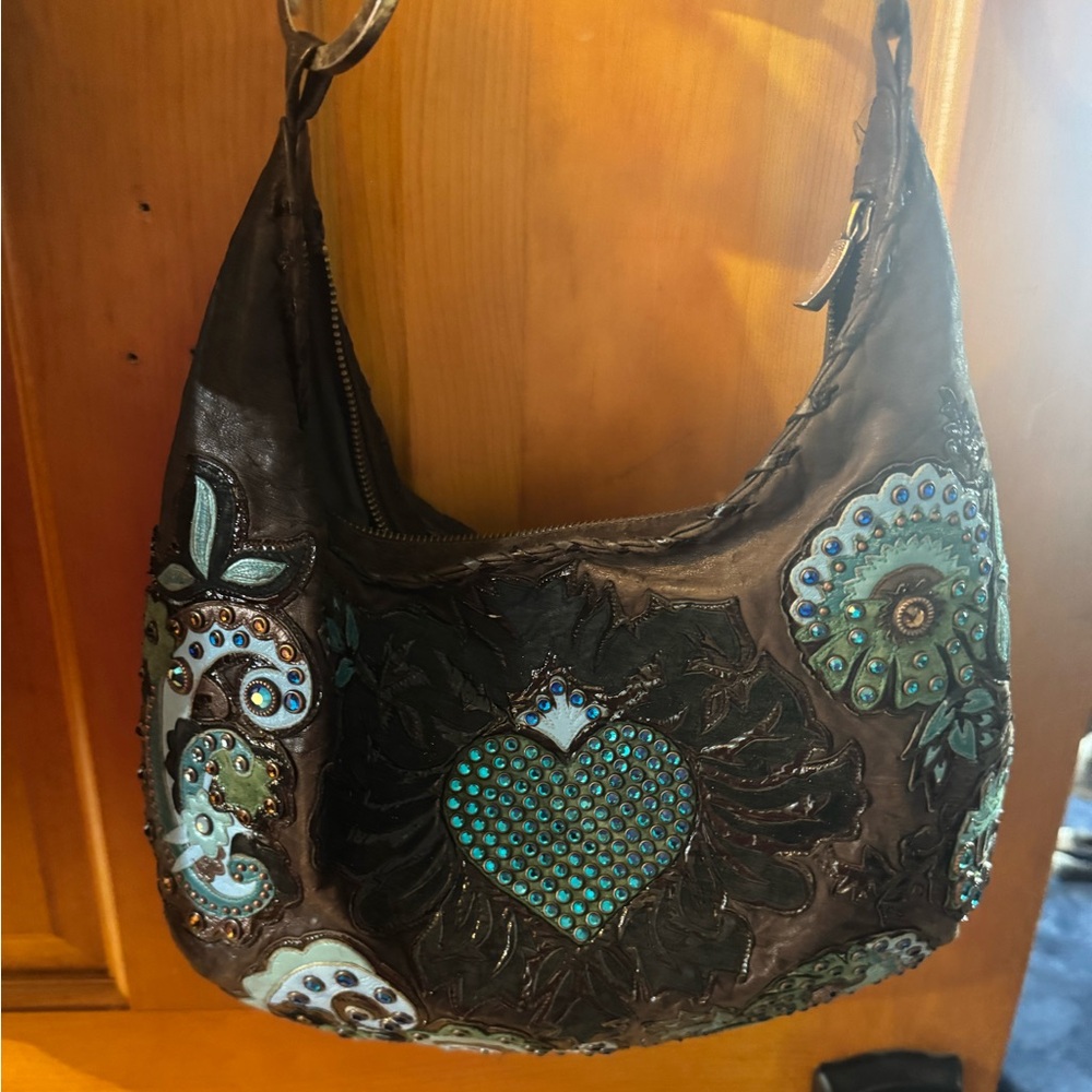 Authentic leather Blue and Turquoise designs with matching wallet